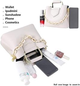 img 1 attached to 👜 Кожаная женская портфельная сумка с плечевым ремнем - сумки и кошельки Qiayime в тотах