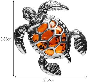 img 1 attached to 🐢 Элегантный янтарный подвеска-слайдер с серебряной черепахой: Величественное сочетание природы и мастерства