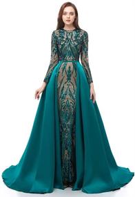 img 4 attached to 👗 Leyidress Mermaid Evening Dress with Detachable Train for Girls - Celeb-inspired Clothing