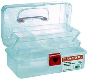 img 2 attached to 📦 12-inch Plastic Art Supply Tool Box: Essential Craft Storage Organizer with Semi-Clear Plastic and Two Trays