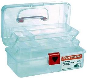 img 1 attached to 📦 12-inch Plastic Art Supply Tool Box: Essential Craft Storage Organizer with Semi-Clear Plastic and Two Trays