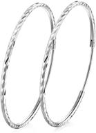 t400 925 sterling silver hoops - diamond cut round circle lightweight hoop earrings, 2mm thickness, small and large sizes (25mm, 35mm, 45mm, 55mm, 65mm, 75mm) - perfect gift for women and girls logo