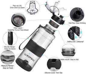 img 2 attached to 🌊 Premium BPA-Free Sports Water Bottle with Filter - 1.5L Tritan, Leakproof, Reusable Drink Bottles for Adults, Fitness, Outdoor Activities