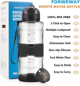 img 1 attached to 🌊 Premium BPA-Free Sports Water Bottle with Filter - 1.5L Tritan, Leakproof, Reusable Drink Bottles for Adults, Fitness, Outdoor Activities