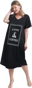 img 2 attached to 💤 FEREMO Women's Plus Size V Neck Short Sleeve Nightgowns - Comfortable Sleepwear Nightshirts