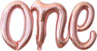 🎈 large 20 inch rose gold foil number one balloon for first birthday - sweet 1st birthday decorations for girls - mylar rose gold one balloon logo