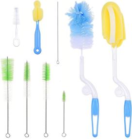 img 4 attached to 🍼 Complete Baby Bottle Cleaning Kit - 9 Brushes for Milk/Water Bottles, Nipples, Caps, Straws, Tubes, etc. - Streamline Your Sterilizing Routine - Food-Grade & Safe