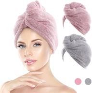 👩 jeffsun hair drying towels: super absorbent microfiber, 2 pack for women and girls (pink+gray) logo