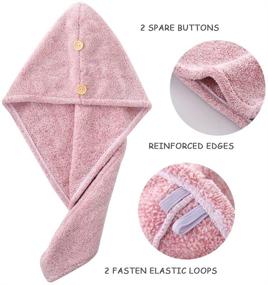 img 2 attached to 👩 Jeffsun Hair Drying Towels: Super Absorbent Microfiber, 2 Pack for Women and Girls (Pink+Gray)