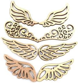 img 2 attached to 👼 JANOU 80pcs Angel Wings Wood Slices: Unfinished DIY Craft Embellishments for Gift Ornaments & Decoration