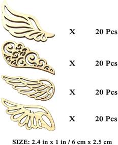 img 3 attached to 👼 JANOU 80pcs Angel Wings Wood Slices: Unfinished DIY Craft Embellishments for Gift Ornaments & Decoration