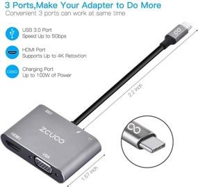 img 1 attached to ZCUOO USB C Hub to HDMI VGA Multiport Адаптер: Универсальный 5-в-1 адаптер типа C для ноутбуков USB 3.0, Nintendo и многих других.