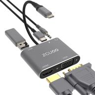 zcuoo usb c hub to hdmi vga multiport адаптер: универсальный 5-в-1 адаптер типа c для ноутбуков usb 3.0, nintendo и многих других. логотип