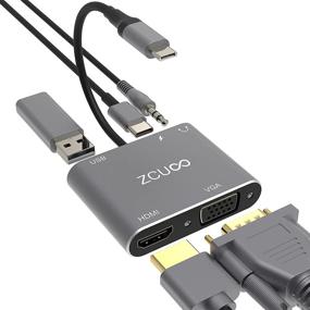 img 4 attached to ZCUOO USB C Hub to HDMI VGA Multiport Адаптер: Универсальный 5-в-1 адаптер типа C для ноутбуков USB 3.0, Nintendo и многих других.