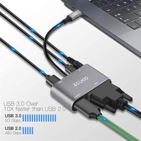 img 2 attached to ZCUOO USB C Hub to HDMI VGA Multiport Адаптер: Универсальный 5-в-1 адаптер типа C для ноутбуков USB 3.0, Nintendo и многих других.