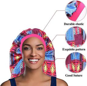 img 1 attached to 🌙 2-Pack Long Satin Sleep Cap for Women - Ideal for Big Braids - Includes Hairband