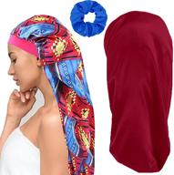 🌙 2-pack long satin sleep cap for women - ideal for big braids - includes hairband logo