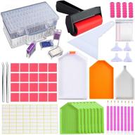💎 diamond painting accessories kit: 55-piece set for adults and children - includes roller, corrector, non-stick paper, storage box, and more! logo