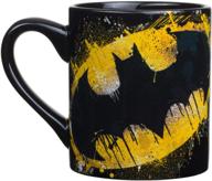 🦇 multicolor 14 oz jumbo ceramic mug featuring dc comics batman splatter paint logo - silver buffalo, pack of 1 logo