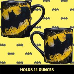 img 1 attached to 🦇 Multicolor 14 Oz Jumbo Ceramic Mug featuring DC Comics Batman Splatter Paint Logo - Silver Buffalo, Pack of 1