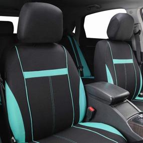 img 1 attached to CAR-GRAND Universal Sporty Cloth Car Seat Covers - Fits Car, Truck, Sedan, Vans, SUV - 100% Breathable, Washable, Airbag Compatible (Mint)