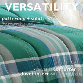 img 1 attached to HOS LINENS Queen Green Comforter: All-Season Lightweight Plaid Fluffy Quilted Duvet Insert for Holiday