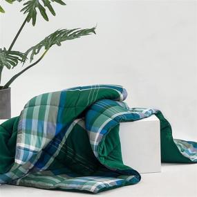img 3 attached to HOS LINENS Queen Green Comforter: All-Season Lightweight Plaid Fluffy Quilted Duvet Insert for Holiday