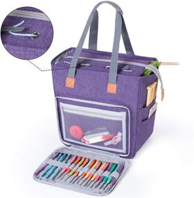 img 3 attached to 👜 Luxja Knitting Tote Bag: Stylish Purple Yarn Storage for Projects, Needles, Hooks and More!