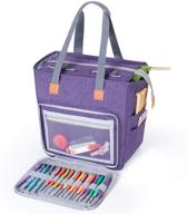 👜 luxja knitting tote bag: stylish purple yarn storage for projects, needles, hooks and more! logo