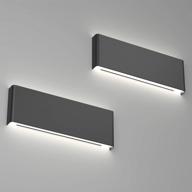 💡 ralbay 15.7in led black wall sconce 2-pack - modern black wall light fixtures, 14w up and down black bathroom wall lighting, natural white light 4500k логотип