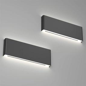 img 4 attached to 💡 Ralbay 15.7in LED Black Wall Sconce 2-Pack - Modern Black Wall Light Fixtures, 14W Up and Down Black Bathroom Wall Lighting, Natural White Light 4500K