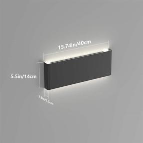 img 2 attached to 💡 Ralbay 15.7in LED Black Wall Sconce 2-Pack - Modern Black Wall Light Fixtures, 14W Up and Down Black Bathroom Wall Lighting, Natural White Light 4500K