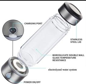 img 3 attached to 💦 USB Rechargeable Glass Hydrogen Water Bottle - Portable Water Ionizer with PEM Technology for Sports - 3-Minute Hydrogen Water Generator Cup