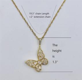 img 1 attached to 🦋 Women's/Girls' 14k Gold Plated Necklace: Butterfly, Angel, Star, Tree, Love Heart, Circle, and Shell Shape Pendant with Cubic Zirconia Inlay