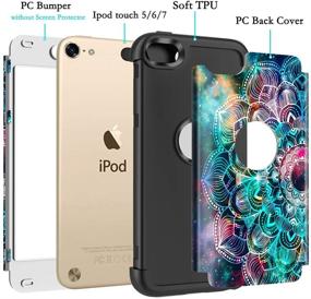 img 3 attached to 📱 Shockproof Hybrid Rubber Dual Layer Protective Case Cover for iPod Touch 7th Generation, Lamcase 2019 iPod Touch 7/6/5 Case - Mandala/Galaxy Design