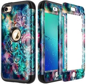 img 4 attached to 📱 Shockproof Hybrid Rubber Dual Layer Protective Case Cover for iPod Touch 7th Generation, Lamcase 2019 iPod Touch 7/6/5 Case - Mandala/Galaxy Design