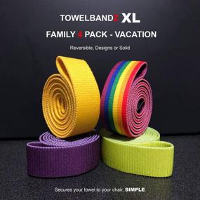 img 1 attached to 🏖️ XL Семейный 4-пакет резинок для полотенец: 4 двусторонних держателя для полотенец на шезлонгах - идеально подходят для шезлонгов на круизных судах, пляжей и бассейнов.