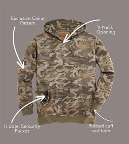 img 3 attached to Venado Heavyweight Camo Hoodie for Men with Hidden Security Pocket & V-Neck Opening