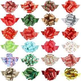 img 4 attached to 3 Otters Christmas Bows - 24PCS Pull Bows, 6.2inch Gift Ribbon Accessory for Xmas Present Wrapping