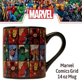 img 3 attached to ☕ 14-Ounce Silver Buffalo Marvel Comics Grid Ceramic Coffee Mug, in Multicolored Option