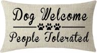 🐾 niditw paw print inspirational words dog welcome people tolerated waist lumbar throw pillowcase for sofa home decorative - rectangular long 12x 20 inches, nice gift logo