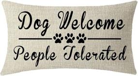 img 3 attached to 🐾 NIDITW Paw Print Inspirational Words Dog Welcome People Tolerated Waist Lumbar Throw Pillowcase for Sofa Home Decorative - Rectangular Long 12X 20 Inches, Nice Gift