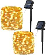 🌞 brizled solar string lights: 2 pack 39.37ft 120 led fairy lights for christmas garden party - waterproof & memory function - warm white логотип