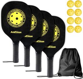 img 4 attached to 🥒 Amicoson Pickleball Paddles Set - 4 Wood Paddles, Indoor &amp; Outdoor Balls, Ergonomic Cushion Grip, 8 Pickleball Balls &amp; 1 Carry Bag - Enhance your Pickleball Experience!