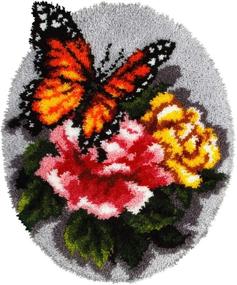 img 4 attached to 🦋 Colorful Floral Butterfly Latch Hook Rug Kit – Exquisite Design, 20.4X20.4 Inches