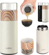 🍵 lvzhu tea tumbler: filter water & separate tealeaves, keep it hot or cold on the go - portable tea infuser mug with vacuum insulated bottle feature - perfect gift package (white) logo