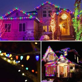 img 3 attached to 🎄 C9 Christmas Lights: Extendable 49ft Green Wire, 50 LED Outdoor/Indoor Tree Lights - Multi Color for Christmas Party Wedding Decoration