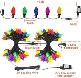 img 1 attached to 🎄 C9 Christmas Lights: Extendable 49ft Green Wire, 50 LED Outdoor/Indoor Tree Lights - Multi Color for Christmas Party Wedding Decoration