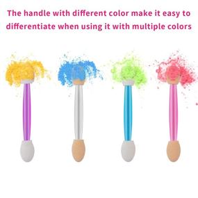 img 2 attached to 🎨 120PCS Disposable Dual-Sided Eye Shadow Sponge Applicators with Container - 4 Colors Makeup Brushes | Eyeshadow Applicator Set