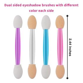 img 3 attached to 🎨 120PCS Disposable Dual-Sided Eye Shadow Sponge Applicators with Container - 4 Colors Makeup Brushes | Eyeshadow Applicator Set